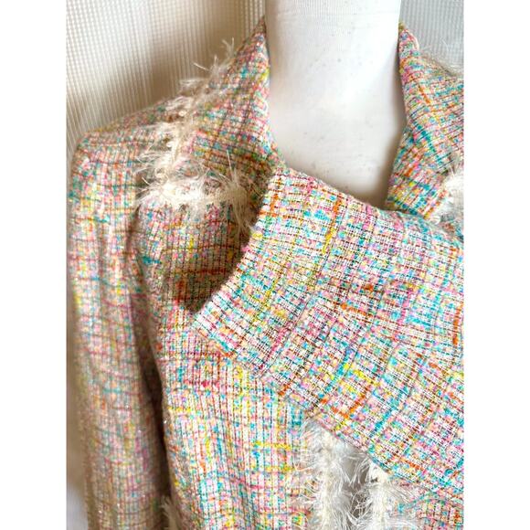 Vintage Newport News Sz 12 Pastel Tweed 2 Pc Suit Fringe Y2K Legally Blonde - Picture 16 of 16